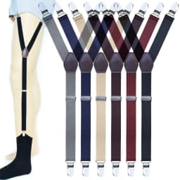 1 Pair Men's Shirt Holders Stays Y-Shaped Adjustable Elastic Leg Suspenders Straps Non-slip 3 Metal Clips Sock Garter Clamps