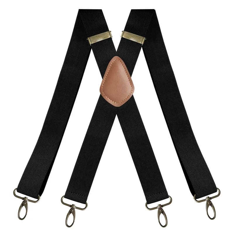 Vintage Suspenders for Men Heavy Duty Big Tall 3.5cm X-Shape 4 Snap Hooks Adjustable Elastic Trouser Braces Wedding Party