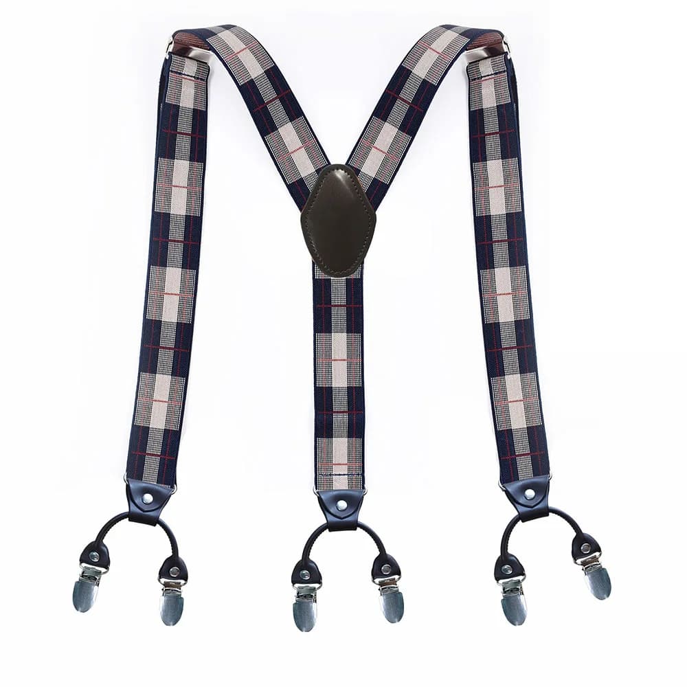 Suspenders for Men 3.5cm Wide Y Shaped 6 Metal Clips Adjustable Elastic Trouser Braces Strap Belts Wedding Party Formal Casual