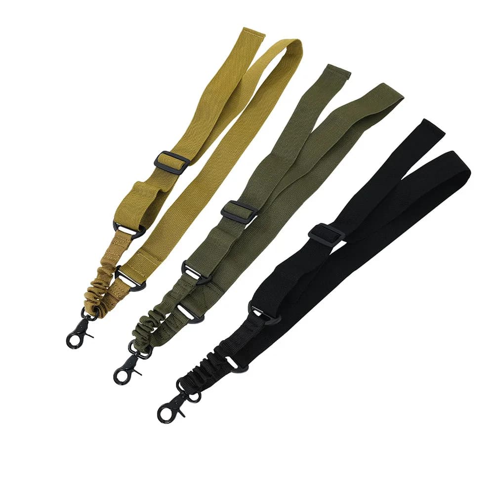 Tactical Rifle Sling Single Point with Metal Hooks Nylon Adjustable Gun Shoulder Straps for Men Outdoors Hunting Shooting Combat