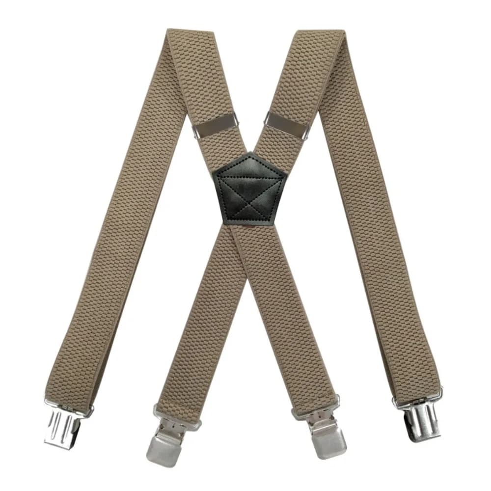 Heavy Duty Suspenders for Men Work Outdoor 3.8cm X-Back with 4 Strong Clips Adjustable Elastic Trouser Braces Strap Belts Navy