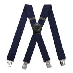 Heavy Duty Suspenders for Men Work Outdoor 3.8cm X-Back with 4 Strong Clips Adjustable Elastic Trouser Braces Strap Belts Navy