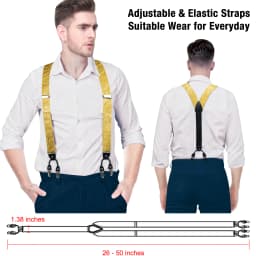 DiBanGu Fashion Wedding Party Suspeder for Man Adjustable Braces Bowtie Handkerchief Metal Clips Y back Elastic Wide Strap Sets