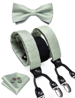 DiBanGu Fashion Wedding Party Suspeder for Man Adjustable Braces Bowtie Handkerchief Metal Clips Y back Elastic Wide Strap Sets