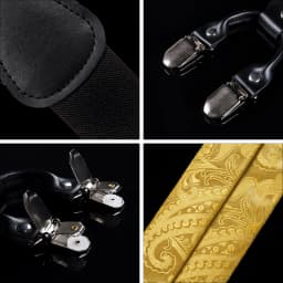 DiBanGu Fashion Wedding Party Suspeder for Man Adjustable Braces Bowtie Handkerchief Metal Clips Y back Elastic Wide Strap Sets