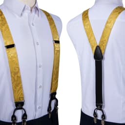 DiBanGu Fashion Wedding Party Suspeder for Man Adjustable Braces Bowtie Handkerchief Metal Clips Y back Elastic Wide Strap Sets