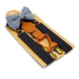 Boys Suspenders and Bow Tie Set Kids Fashion Suspenders and Pre-Tied Bow Tie Adjustable Elastic Kids Wedding Party Picture Day