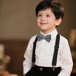 Boys Suspenders and Bow Tie Set Kids Fashion Suspenders and Pre-Tied Bow Tie Adjustable Elastic Kids Wedding Party Picture Day
