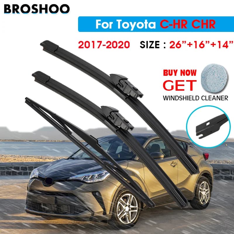 BROSHOO Car Wiper Blade Front Rear Wiper Blades Set For Toyota C-HR CHR 2017 2018 2019 2020 Front Rear Window 26"+16"+14"