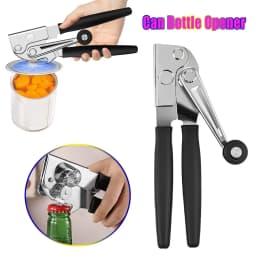 Manual 360 Degree Rotation Stainless Steel Can And Bottle Opener With Single Handle Side Opening Multi Purpose For Easy Opening