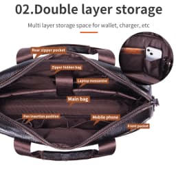 Leather Men's Briefcase, Large Capacity Business Office Bag, Cowhide Computer Bag, Can Be Carried by Hand or Shoulder