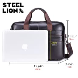 Leather Men's Briefcase, Large Capacity Business Office Bag, Cowhide Computer Bag, Can Be Carried by Hand or Shoulder