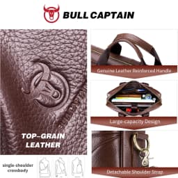 BULLCAPTAIN Men Briefcase Famous Brand Leather Shoulder Messenger Bags Office Handbag 14 Inch Laptop Bag High Quality
