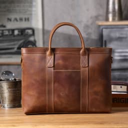 Vintage Genuine Leather Men's Briefcase 16" Laptop Bags Crazy Horse Leather Messenger Handbag Cowhide Idea Gift For Men