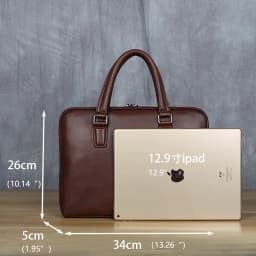 Vintage Men's Briefcase Top Layer Cowhide Casual Handbag Leather Business Shoulder Messenger Bag Brown 14 Inch Laptop Bag NZPJ