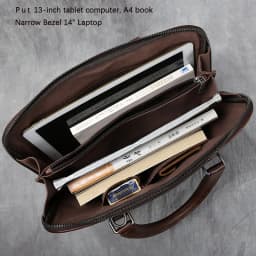 Vintage Men's Briefcase Top Layer Cowhide Casual Handbag Leather Business Shoulder Messenger Bag Brown 14 Inch Laptop Bag NZPJ