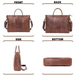 Vintage Genuine Leather Men's Briefcase 16" Laptop Bags Crazy Horse Leather Messenger Handbag Cowhide Handbag Idea Gift For Men