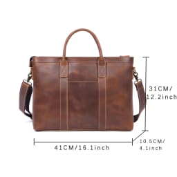 Vintage Genuine Leather Men's Briefcase 16" Laptop Bags Crazy Horse Leather Messenger Handbag Cowhide Handbag Idea Gift For Men