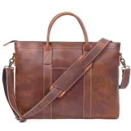 Vintage Genuine Leather Men's Briefcase 16" Laptop Bags Crazy Horse Leather Messenger Handbag Cowhide Handbag Idea Gift For Men