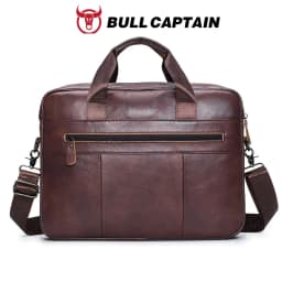 BULLCAPTAIN Men's Bag Genuine Leather Men Briefcase for Laptop 14 Messenger Men's Leather Bag Business Portfolio for Document A4