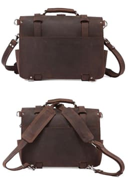 Vintage Crazy Horse Genuine Leather Men Briefcase Business Bag Large Leather Briefcase Male 17' Laptop Case Shoulder Bag Office