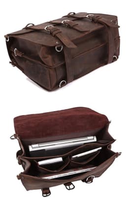 Vintage Crazy Horse Genuine Leather Men Briefcase Business Bag Large Leather Briefcase Male 17' Laptop Case Shoulder Bag Office