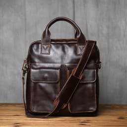 NZPJ New Retro Leather Men's Handbag Top Layer Cowhide Vertical Single Shoulder Messenger Bag Postman Briefcase Computer Bag