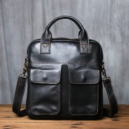 NZPJ New Retro Leather Men's Handbag Top Layer Cowhide Vertical Single Shoulder Messenger Bag Postman Briefcase Computer Bag