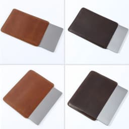 Genuine Leather Slim Laptop Sleeve Pouch Cover, Leather Ultra-thin Notebook Protective Case for 14 Inch MacBook, iPAD Air/Pro