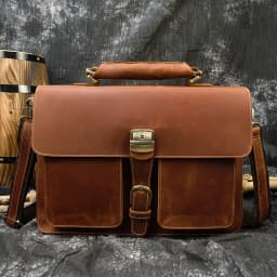 Luufan Men Business Briefcase Genuine Leather 15 inch Laptop Bag Cow Leather Messenger Shoulder Bag Compute Bag For Man Bag Tote