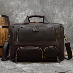 17.3 Inch Laptop Briefcase Genuien Leather Laptop Bag Business Travel Tote Bags Handbags For Men Male Large Brief Case Bag Retro