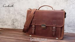 CONTACT'S Genuine Leather Business Bags for Men High Quality Briefcase Office Bag Male Tote Laptop Bags Portfolio Bag Document