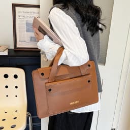 Business Office Luxury Personalized Briefcase Commuting Woman PU Leather Large Capacity Documrnt Bag Travel 14 Inch Laptop Bag