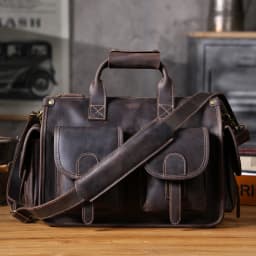 S.WORKER Vintage Genuine Leather Men's Briefcase 14" Laptop Bags Crazy Horse Leather Messenger Handbag Cowhide Idea Gift For Men