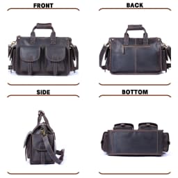 S.WORKER Vintage Genuine Leather Men's Briefcase 14" Laptop Bags Crazy Horse Leather Messenger Handbag Cowhide Idea Gift For Men