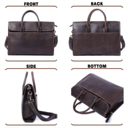 Vintage Men's Genuine Leather Briefcase 14' Laptop Bag, Messenger Bags For Work Business Crazy Horse Cowhide Handbag