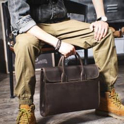 Vintage Men's Genuine Leather Briefcase 14' Laptop Bag, Messenger Bags For Work Business Crazy Horse Cowhide Handbag