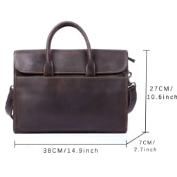 Vintage Men's Genuine Leather Briefcase 14' Laptop Bag, Messenger Bags For Work Business Crazy Horse Cowhide Handbag