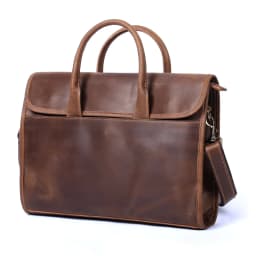 Vintage Men's Genuine Leather Briefcase 14' Laptop Bag, Messenger Bags For Work Business Crazy Horse Cowhide Handbag