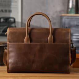 Vintage Men's Genuine Leather Briefcase 14' Laptop Bag, Messenger Bags For Work Business Crazy Horse Cowhide Handbag