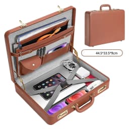 Professional PU Leather Business Briefcase Multifunctional Laptop Bag with Multiple Compartments, Document Organizer for Office