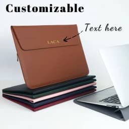 Customized Name PU Leather Men's and Women's Laptop Case Bag 13/15 English Computer Stand Computer Bag