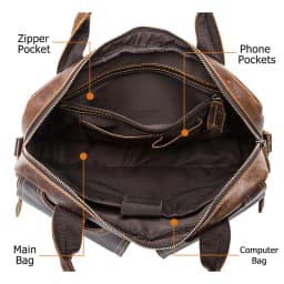 WESTAL Men's Bag Genuine Leather Men's Briefcases Laptop Bag Leather Totes for Document Office Bags for Men Messenger Bags 8002