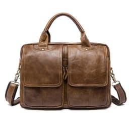 WESTAL Men's Bag Genuine Leather Men's Briefcases Laptop Bag Leather Totes for Document Office Bags for Men Messenger Bags 8002