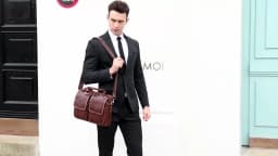WESTAL Men's Bag Genuine Leather Men's Briefcases Laptop Bag Leather Totes for Document Office Bags for Men Messenger Bags 8002