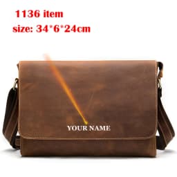 WESTAL Crazy Horse Leather Men's Briefcases Laptop Bag Office Bags for Men Cover Messenger Bags Men's Leather Bag Computer Bags
