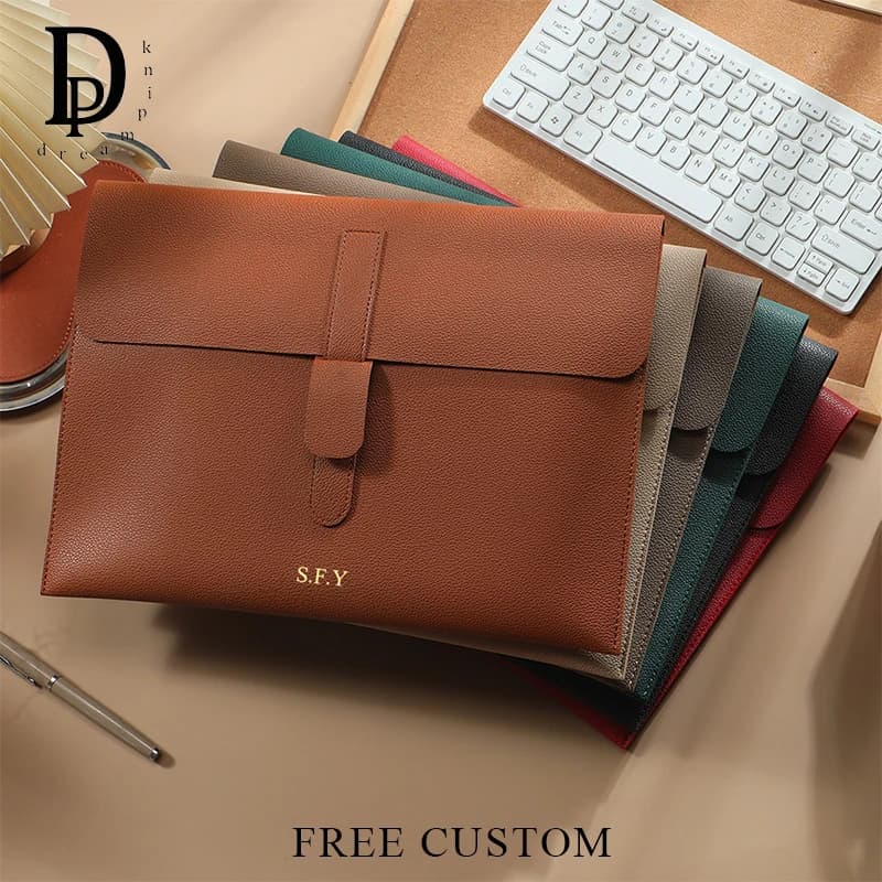 Business PU Leather A4 Document Bag Personlized Wholesale Luxury 13 Inch Laptop Bag Custom Name Office Storage Bag Folder Sleeve