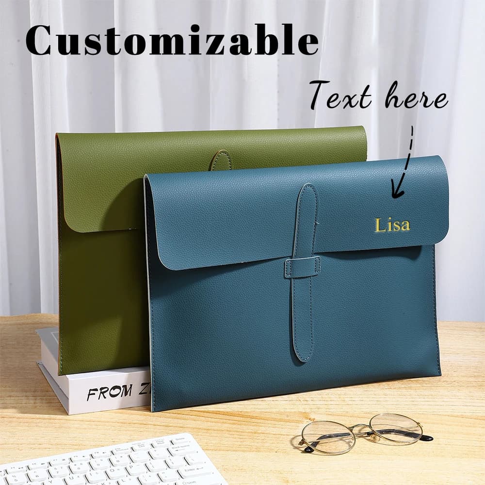 Customized Name Leather Buckle A4 File Bag, Business Document Bag, Examination Material Bag, Official Document Bag