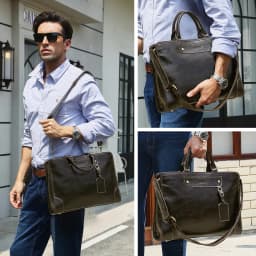 CONTACT'S Genuine Leather Business Bags for Men Luxury Designer Briefcase Office Bag Male Tote Laptop Bags for 14" Macbook Pro