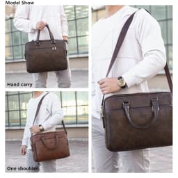 JEEP BULUO High Quality 14 In Laptop Business Bag Men Briefcases For Man Handbags Split Leather Office Large Capacity Bags